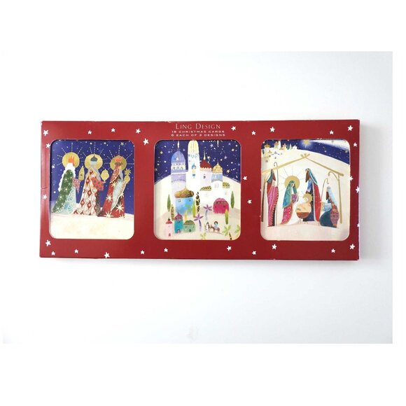 NWOT Ling Design Christmas Cards Set of 18 Religious Motif 3 Designs Bible - Picture 1 of 6